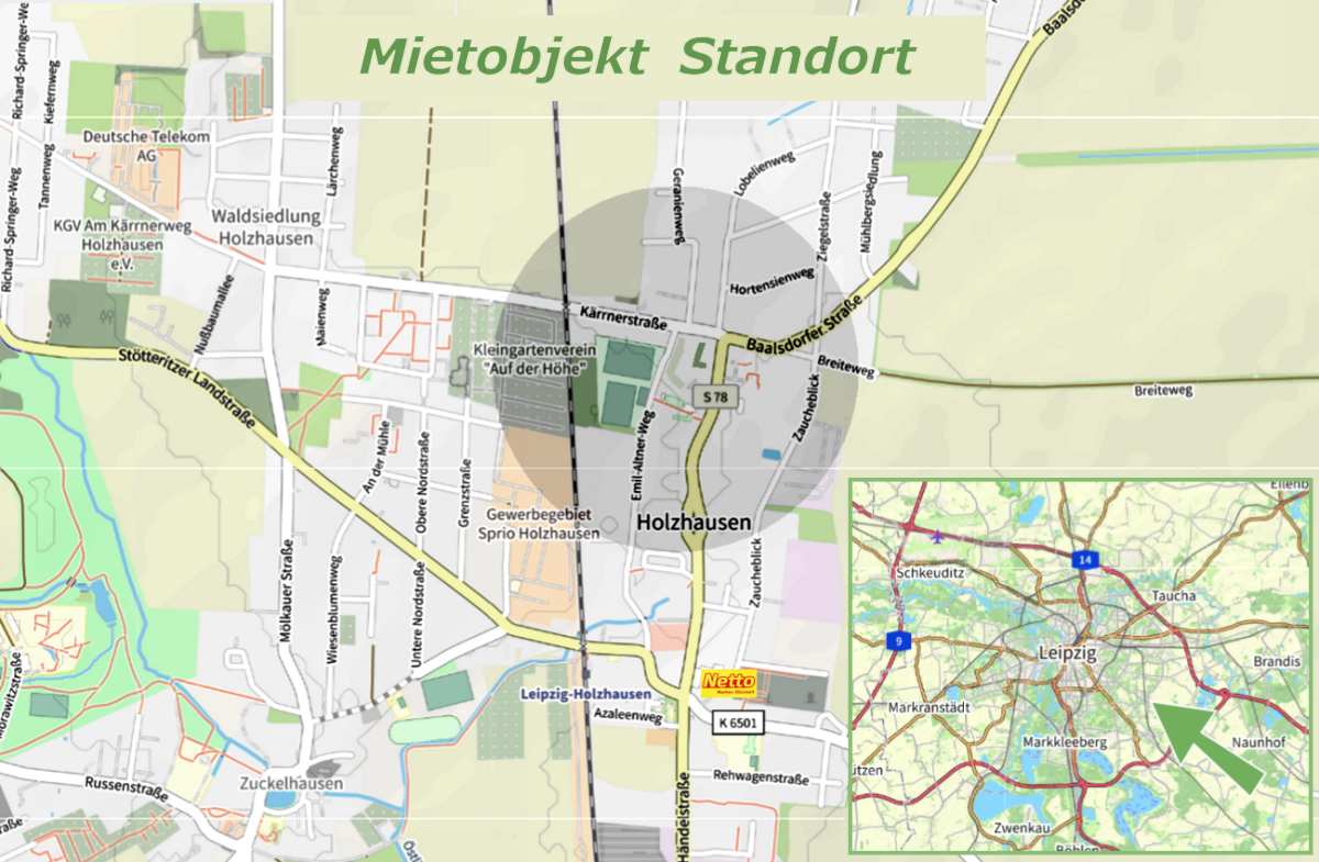 Standort Mietobjekt Ortsteil Holzhausen / Stadt Leipzig